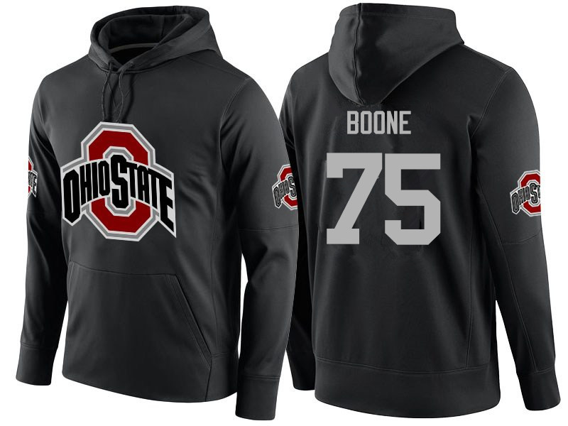Men Ohio State Buckeyes #75 Alex Boone Name-Number Hoodies-Black